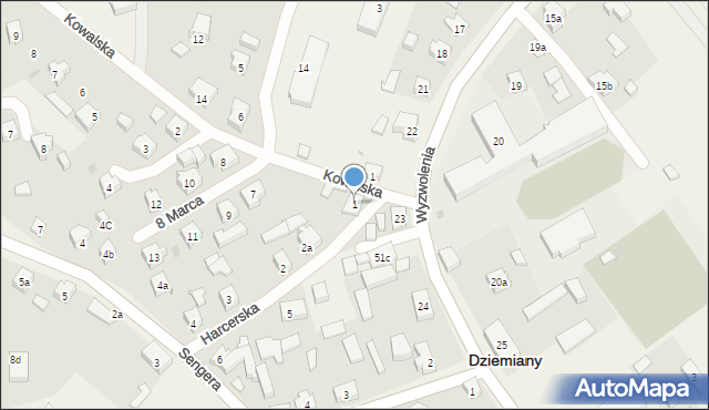 Dziemiany, Harcerska, 1, mapa Dziemiany