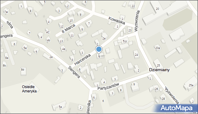 Dziemiany, Harcerska, 5, mapa Dziemiany