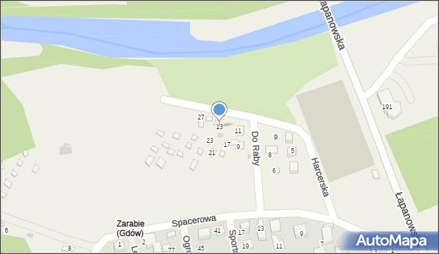 Gdów, Harcerska, 13, mapa Gdów
