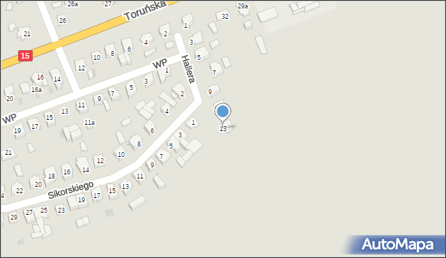 Gniewkowo, Hallera Józefa, gen., 13, mapa Gniewkowo