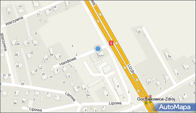 Goczałkowice-Zdrój, Handlowa, 1, mapa Goczałkowice-Zdrój