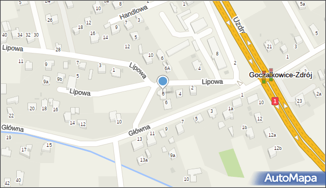 Goczałkowice-Zdrój, Handlowa, 6, mapa Goczałkowice-Zdrój