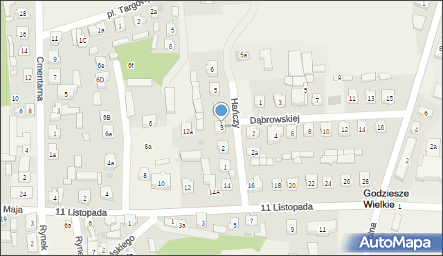 Godziesze Wielkie, Hańczy Władysława, 3, mapa Godziesze Wielkie