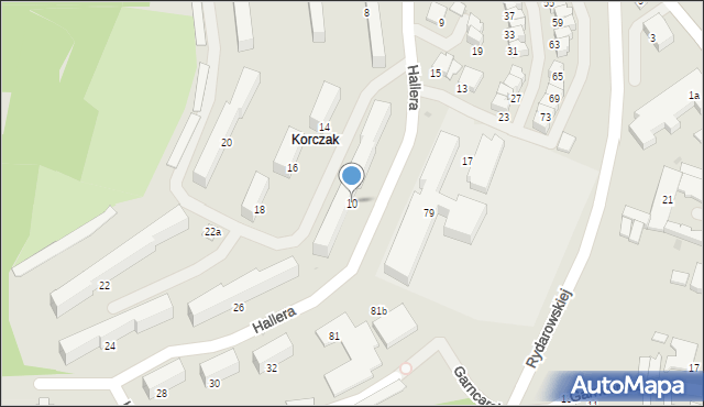 Gorlice, Hallera Józefa, gen., 10, mapa Gorlic