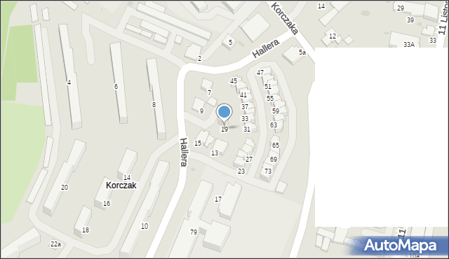 Gorlice, Hallera Józefa, gen., 19, mapa Gorlic