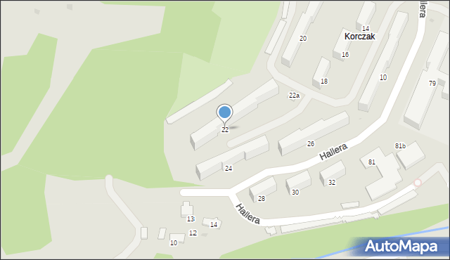 Gorlice, Hallera Józefa, gen., 22, mapa Gorlic