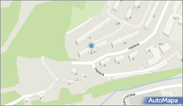 Gorlice, Hallera Józefa, gen., 24, mapa Gorlic