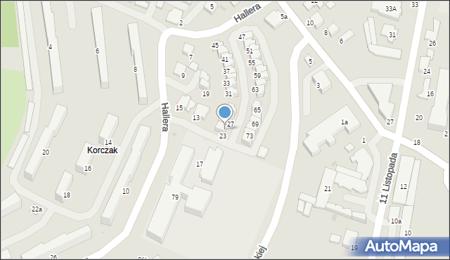 Gorlice, Hallera Józefa, gen., 25, mapa Gorlic