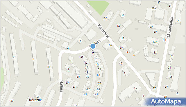 Gorlice, Hallera Józefa, gen., 47, mapa Gorlic