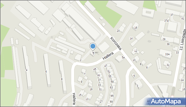 Gorlice, Hallera Józefa, gen., 5, mapa Gorlic