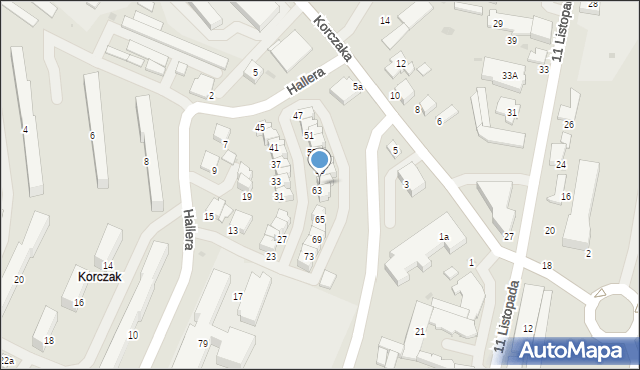 Gorlice, Hallera Józefa, gen., 61, mapa Gorlic