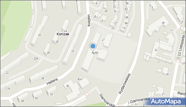 Gorlice, Hallera Józefa, gen., 79, mapa Gorlic