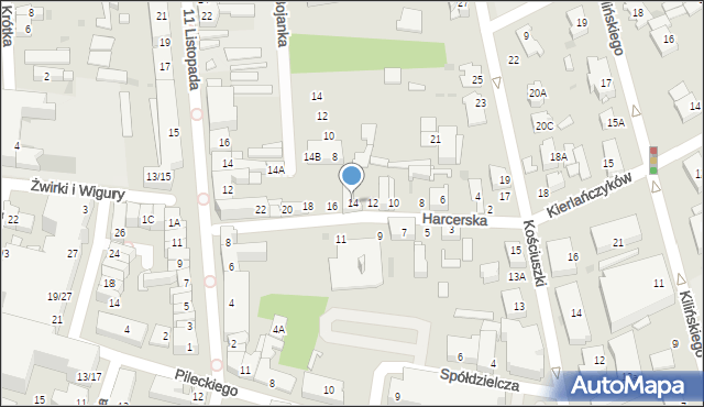 Grodzisk Mazowiecki, Harcerska, 14, mapa Grodzisk Mazowiecki