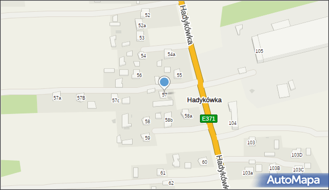 Hadykówka, Hadykówka, 57, mapa Hadykówka
