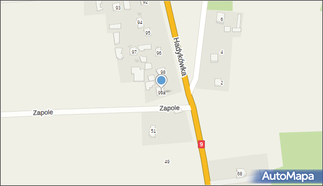 Hadykówka, Hadykówka, 99a, mapa Hadykówka