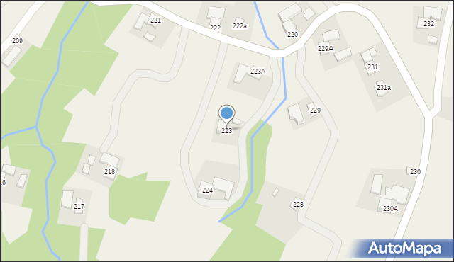 Handzlówka, Handzlówka, 223, mapa Handzlówka