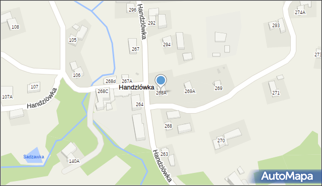 Handzlówka, Handzlówka, 268A, mapa Handzlówka