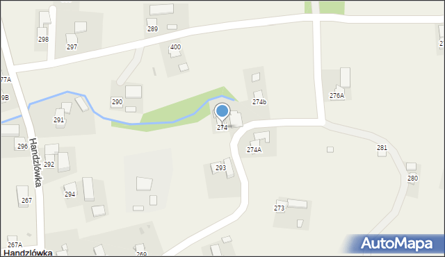 Handzlówka, Handzlówka, 274, mapa Handzlówka