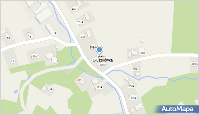 Handzlówka, Handzlówka, 307, mapa Handzlówka