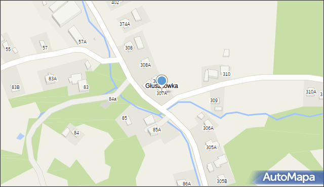 Handzlówka, Handzlówka, 307A, mapa Handzlówka