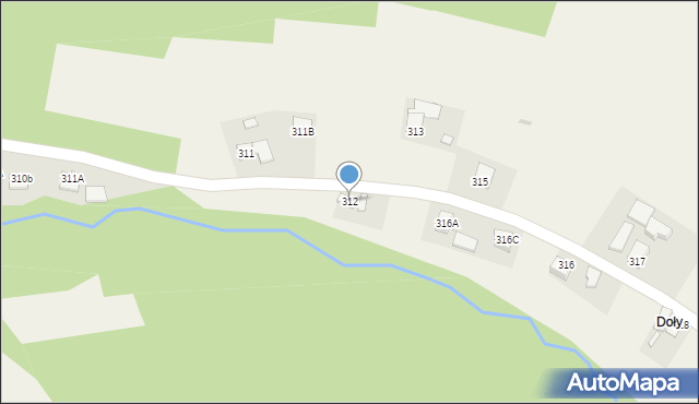 Handzlówka, Handzlówka, 312, mapa Handzlówka