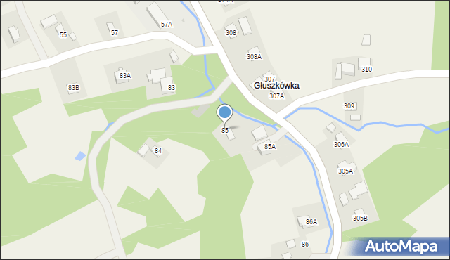 Handzlówka, Handzlówka, 85, mapa Handzlówka