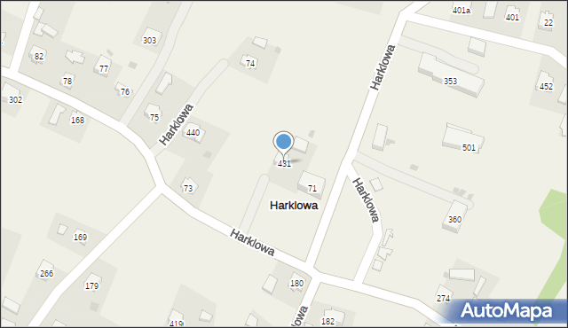 Harklowa, Harklowa, 431, mapa Harklowa