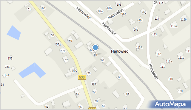 Hartowiec, Hartowiec, 63, mapa Hartowiec