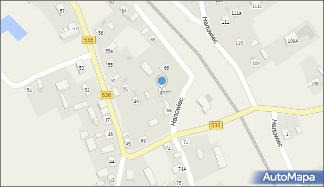 Hartowiec, Hartowiec, 67, mapa Hartowiec