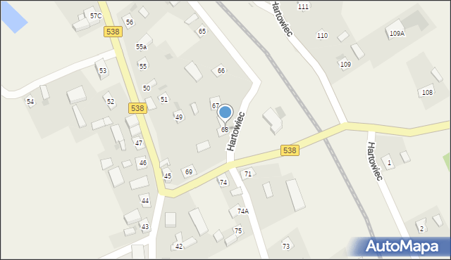 Hartowiec, Hartowiec, 68, mapa Hartowiec