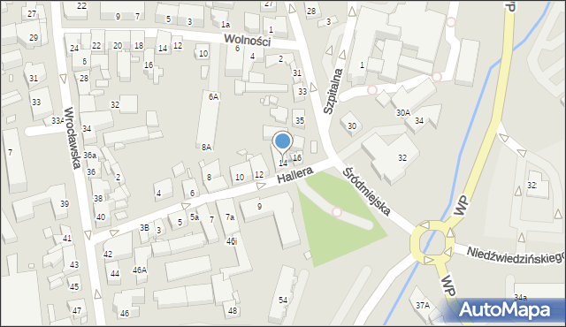 Jarocin, Hallera Józefa, gen., 14, mapa Jarocin