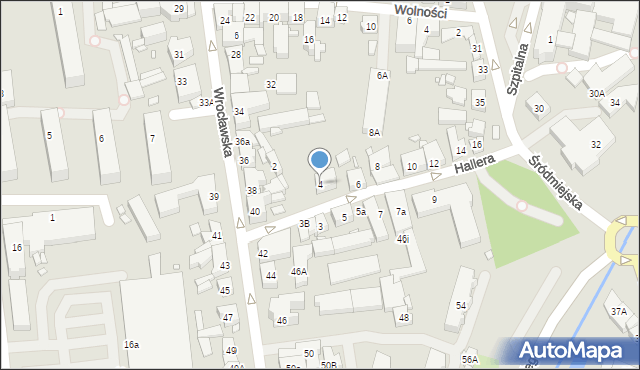 Jarocin, Hallera Józefa, gen., 4, mapa Jarocin