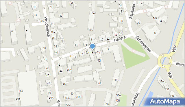 Jarocin, Hallera Józefa, gen., 7, mapa Jarocin