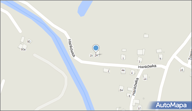 Jasło, Hankówka, 1A, mapa Jasła