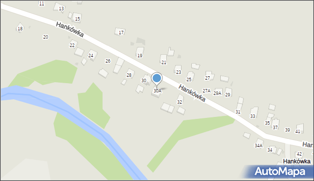 Jasło, Hankówka, 30A, mapa Jasła