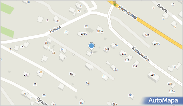 Jaworzno, Hallera Józefa, gen., 9, mapa Jaworzno