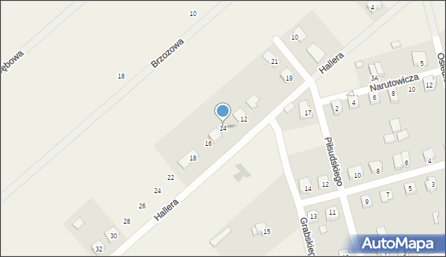 Jednorożec, Hallera Józefa, gen., 14, mapa Jednorożec