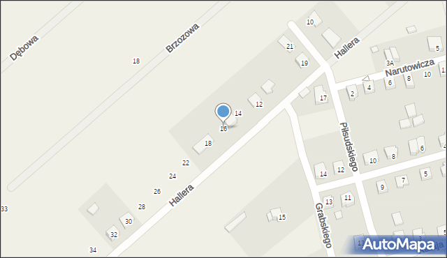 Jednorożec, Hallera Józefa, gen., 16, mapa Jednorożec