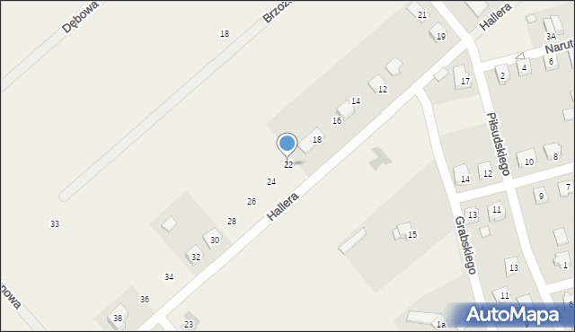 Jednorożec, Hallera Józefa, gen., 22, mapa Jednorożec