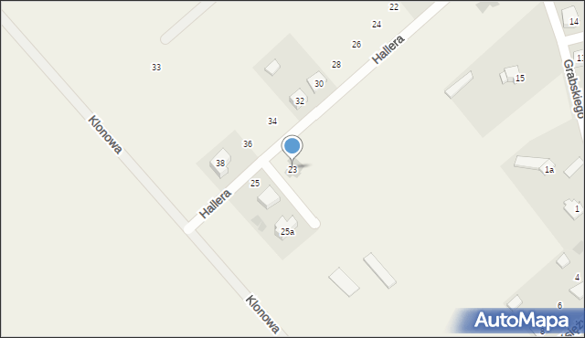 Jednorożec, Hallera Józefa, gen., 23, mapa Jednorożec