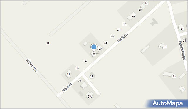 Jednorożec, Hallera Józefa, gen., 32, mapa Jednorożec