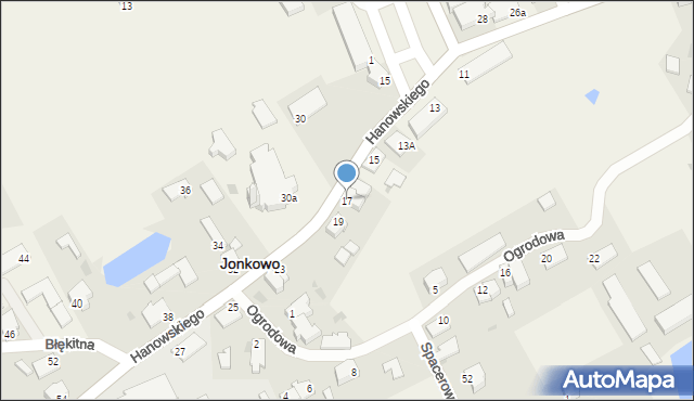 Jonkowo, Hanowskiego Jana, ks., 17, mapa Jonkowo