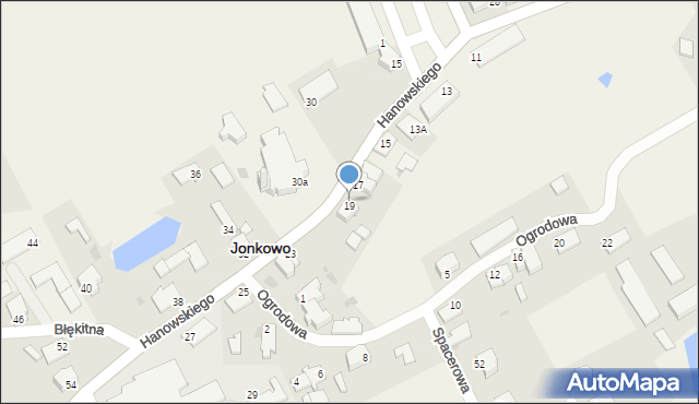 Jonkowo, Hanowskiego Jana, ks., 19a, mapa Jonkowo