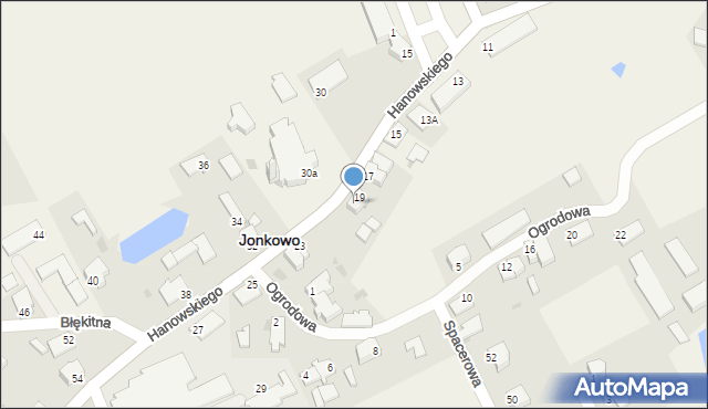 Jonkowo, Hanowskiego Jana, ks., 21, mapa Jonkowo