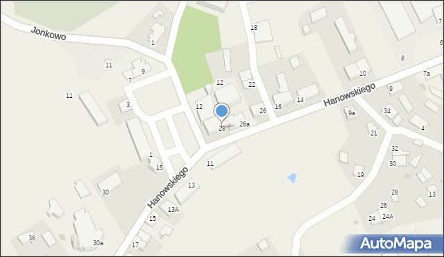 Jonkowo, Hanowskiego Jana, ks., 28, mapa Jonkowo