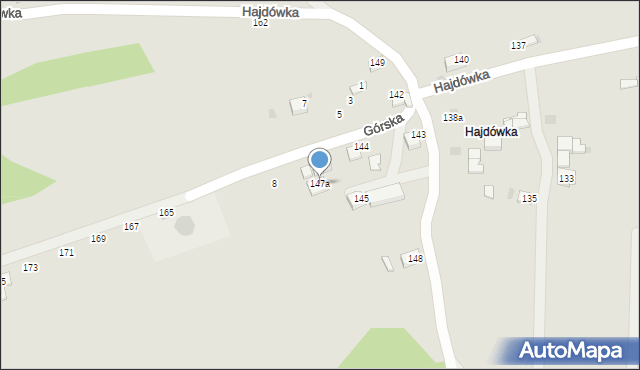 Jordanów, Hajdówka, 147a, mapa Jordanów