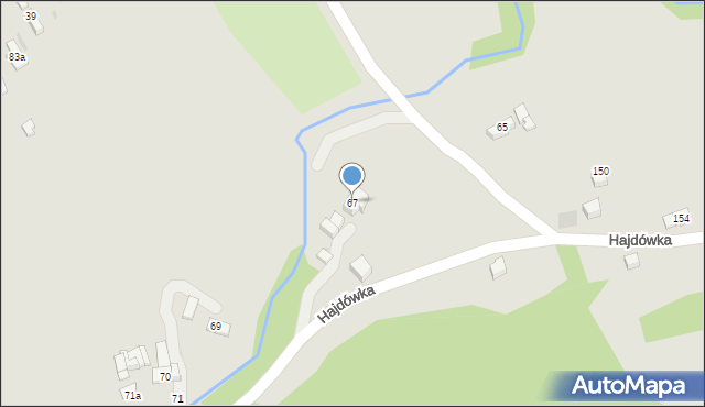 Jordanów, Hajdówka, 67, mapa Jordanów