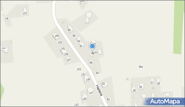 Jurczyce, Hallera Józefa, gen., 88, mapa Jurczyce