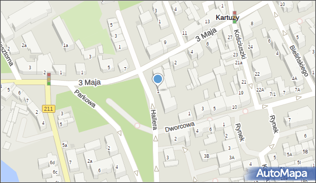Kartuzy, Hallera Józefa, gen., 1, mapa Kartuzy