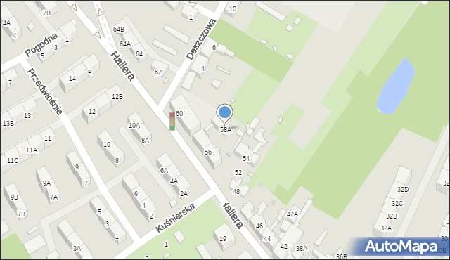 Katowice, Hallera Józefa, gen., 58A, mapa Katowic